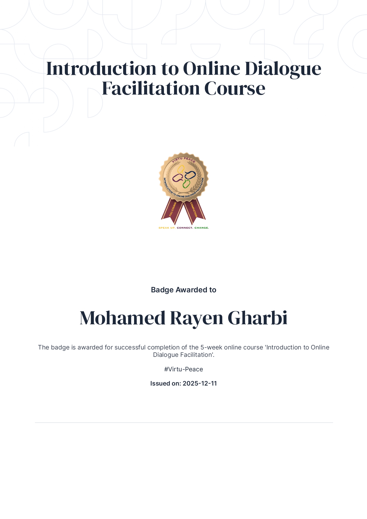Soliya Global Circles certificate 3